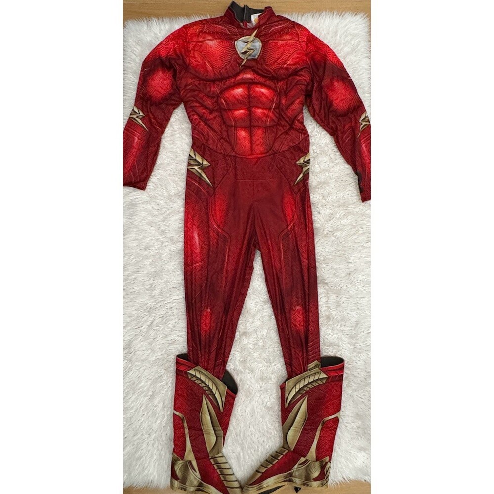 Rubies The Flash Costume Unisex Adult Size M Red Jumpsuit w/ Boot Covers